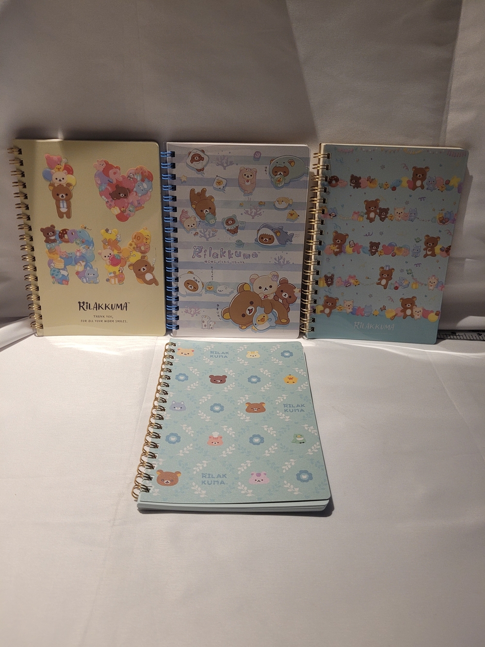 Lot of 4 Authentic San-X Rilakkuma B6 Spiral Notebooks Kawaii Stationery